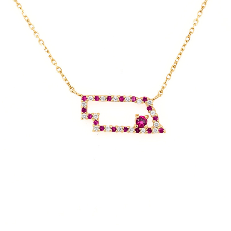 Ruby Jewe Husker Jewelry Collection 14K Lab Diamond and Lab Ruby Nebraska ...