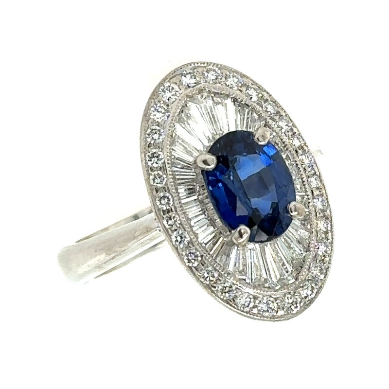 King's Estate 18kt Wh Oval Sapphire w/Diamond Halo Ring 283765 Kings