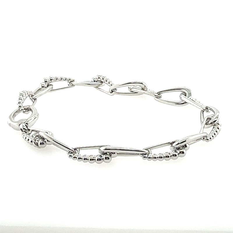 King's Sterling Bracelet Oval Ribbed Design Link 7.5" 293756 Kings