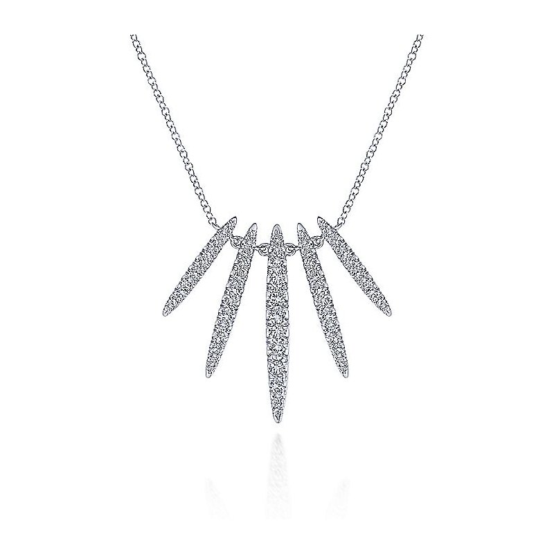 Diamond Fan Necklace N13871 Bomi Jewelers