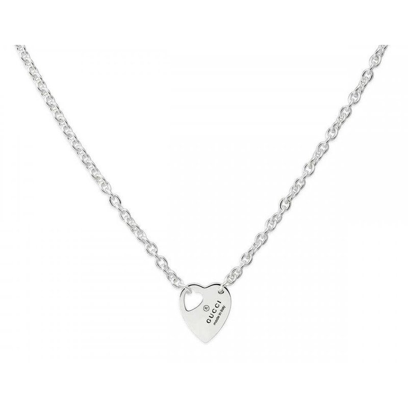 Gucci Trademark Open Heart Sterling Silver Necklace YBB796363001