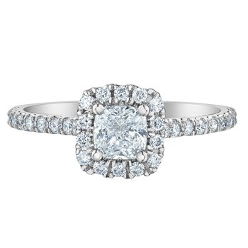 Cushion Cut Halo Engagement Ring .84 Carat TW., 022143