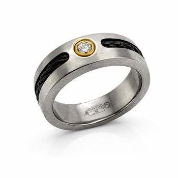 Titanium & Gold Diamond Set Ring 250177