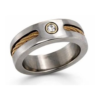 Titamium & 14 Karat  Diamond Set Wedding Band 250226
