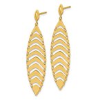 Gold Earrings 14K Yellow Gold Leaf Dangle Earrings 17-5748