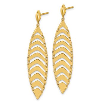 14K Yellow Gold Leaf Dangle Earrings 17-5748