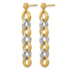 Gold Earrings 14K Two-toned Polished and Satin Round Link Post Dangle 17-5755