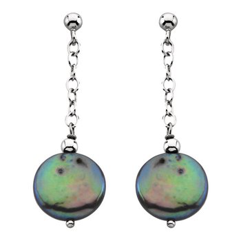Sterling Silver Coin Pearl Earrings