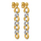 Gold Earrings 14K Two-toned Polished and Satin Round Link Post Dangle 17-5755