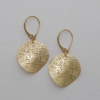 14k Yellow Gold Small Circle Potato Chip Earrings 17-5757
