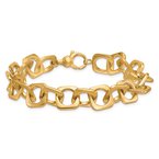 Gold Necklaces & Bracelets 14K Polished and Satin Fancy Square Link Bracelet 42-3882