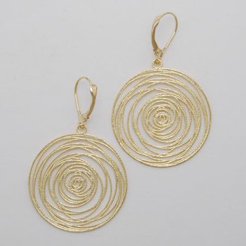 14k Yellow Gold Flat Spiral Disc Earrings 17-5762