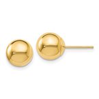 Gold Earrings 14K Yellow Gold 8mm Ball Stud Earring 19z