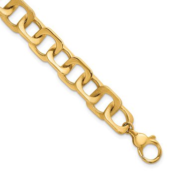 14K Polished and Satin Fancy Square Link Bracelet 42-3882