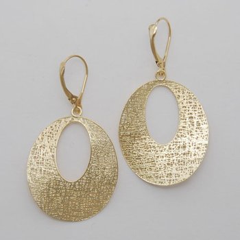 14k Yellow Gold Open Oval Potato Chip Earrings 17-5761