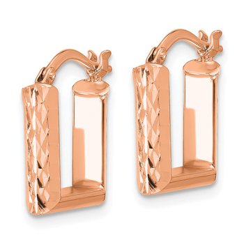 14K Rose Gold Diamond-cut Square Hoop Earrings 17-5647