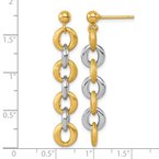 Gold Earrings 14K Two-toned Polished and Satin Round Link Post Dangle 17-5755