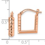 Gold Earrings 14K Rose Gold Diamond-cut Square Hoop Earrings 17-5647