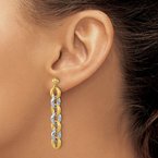 Gold Earrings 14K Two-toned Polished and Satin Round Link Post Dangle 17-5755