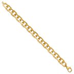 Gold Necklaces & Bracelets 14K Polished and Satin Fancy Square Link Bracelet 42-3882
