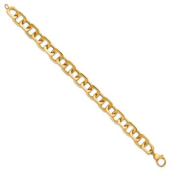 14K Polished and Satin Fancy Square Link Bracelet 42-3882