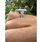 Gemstone Jewelry Royal Blue Cushion Cut Sapphire & Diamond Ring 06-3769