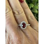 Gemstone Jewelry 14k White Gold Ruby & Diamond Ring 06-3621