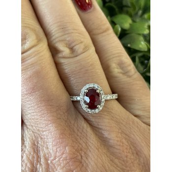 14k White Gold Ruby & Diamond Ring 06-3621