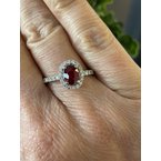 Gemstone Jewelry 14k White Gold Ruby & Diamond Ring 06-3621