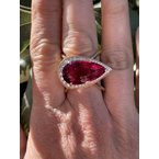 Gemstone Jewelry Rubellite Tourmaline & Diamond Halo Crossover Design custom