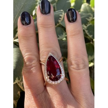 Rubellite Tourmaline & Diamond Halo Crossover Design custom