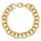 Gold Necklaces & Bracelets 14K Polished and Satin Fancy Square Link Bracelet 42-3882