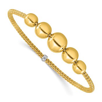 14K Two-toned Polished Graduated Ball Stretch Bracelet 42-3885