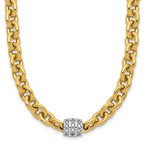Gold Necklaces & Bracelets 18k Two-toned Polished 18" Diamond Oval Link Necklace 30-4003