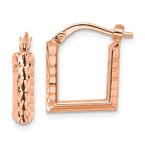 Gold Earrings 14K Rose Gold Diamond-cut Square Hoop Earrings 17-5647