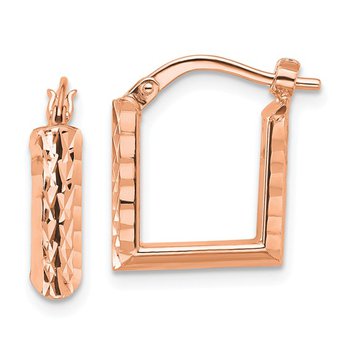 14K Rose Gold Diamond-cut Square Hoop Earrings 17-5647