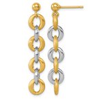 Gold Earrings 14K Two-toned Polished and Satin Round Link Post Dangle 17-5755