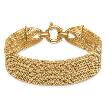 14K Polished Fancy Multi-Strand Popcorn Chain Bracelet 42-3884
