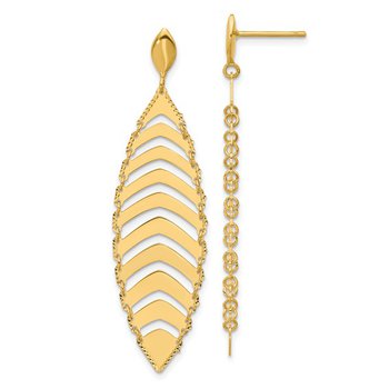 14K Yellow Gold Leaf Dangle Earrings 17-5748