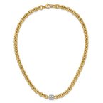 Gold Necklaces & Bracelets 18k Two-toned Polished 18" Diamond Oval Link Necklace 30-4003