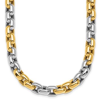 14K Two-toned Polished 8mm Cable Chain Necklace 31-2363