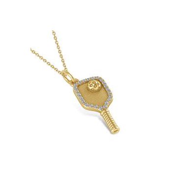 14K Yellow Gold Pickleball Pendant
