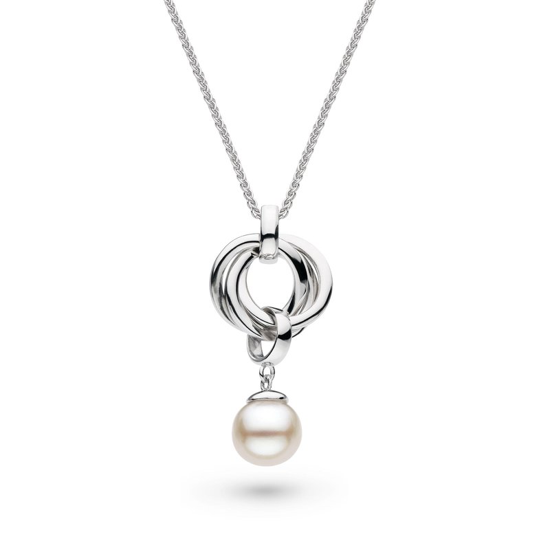 SS Bevel Trilogy Pearl Necklace