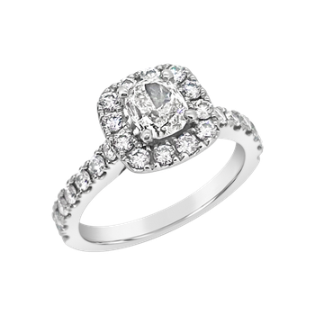 Estate 14KW Halo Engagement Ring 2.1