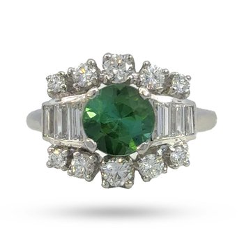 Antique & Estate Jewelry Platinum Tourmaline and Diamond Mid