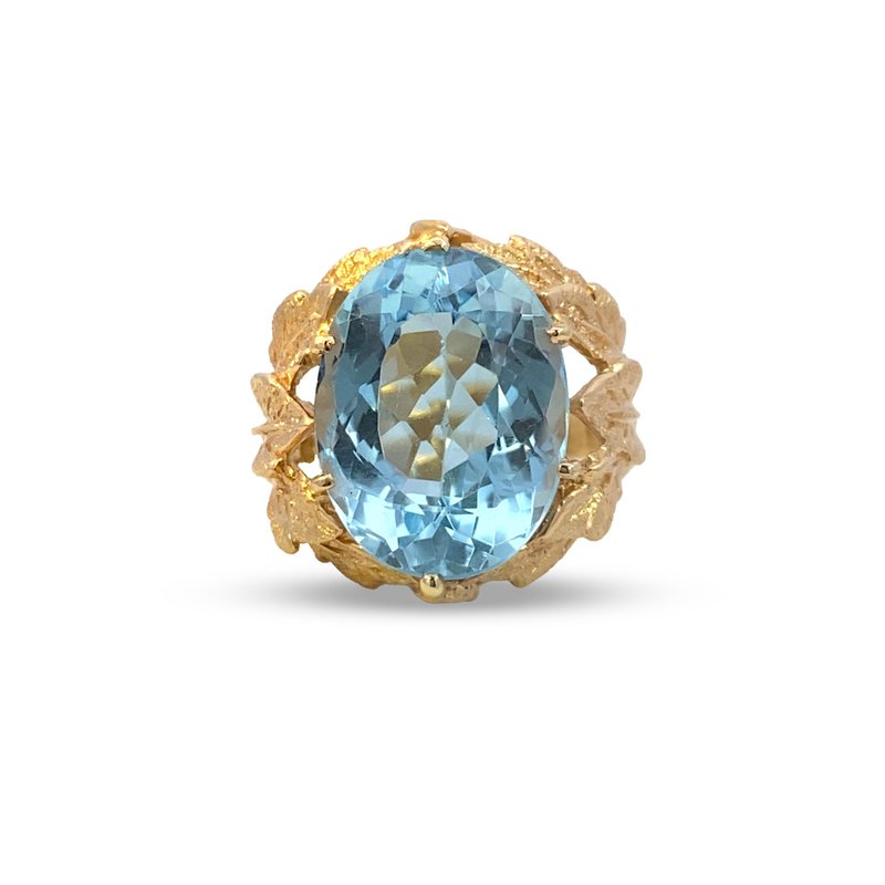 &*&様 BlueTopaz　goldring　Priceless Designer 14K Yellow Gold Oval London Blue Topaz Statement