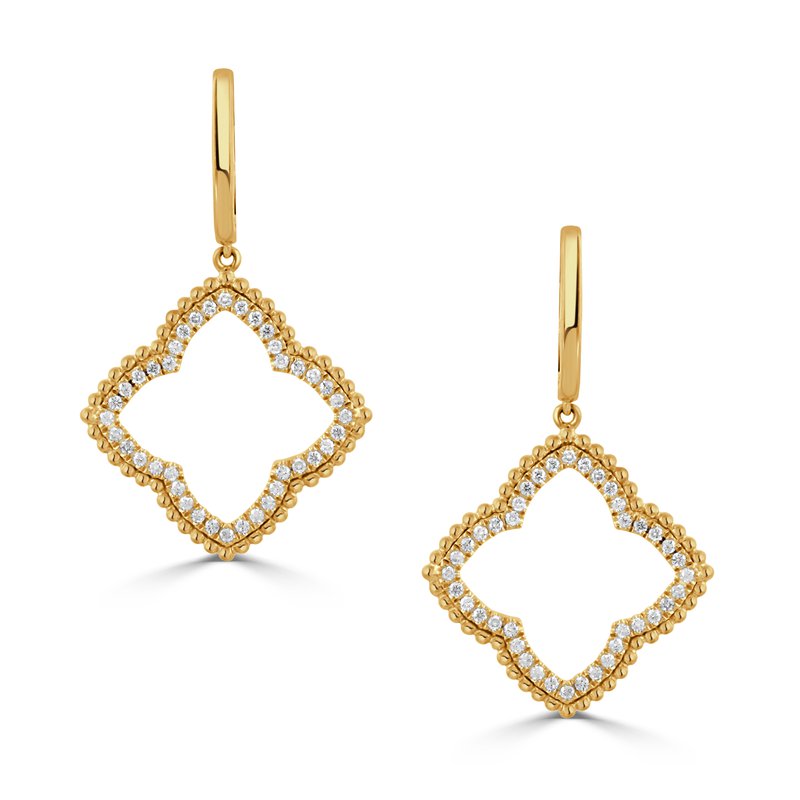 18K Yellow Gold Byzantine Diamond Dangle Earrings 169678 - Trice 