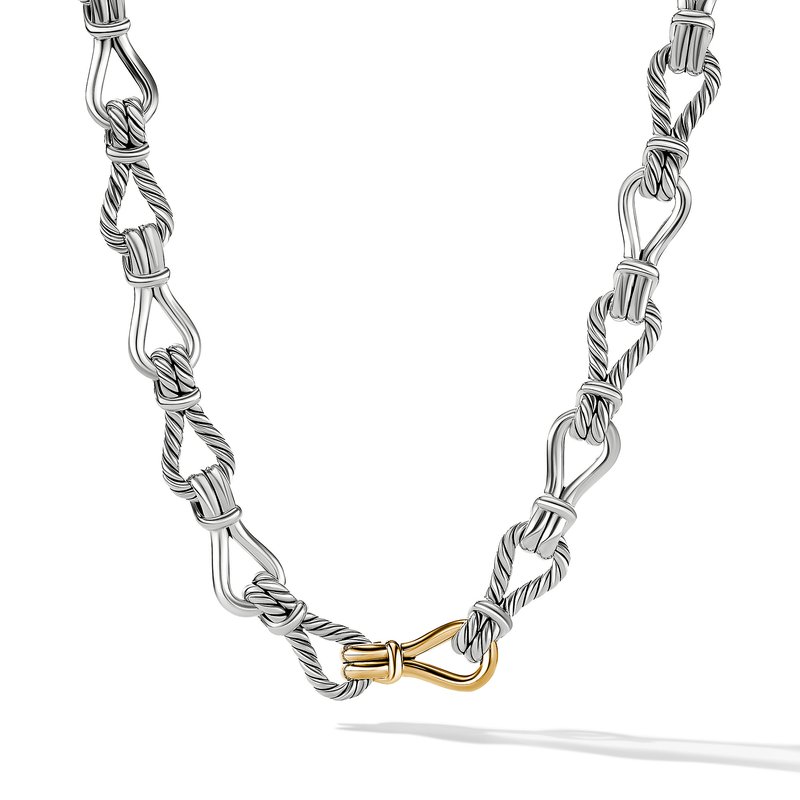 Thoroughbred Loop Chain Link Necklace in Sterling Silver with 18K