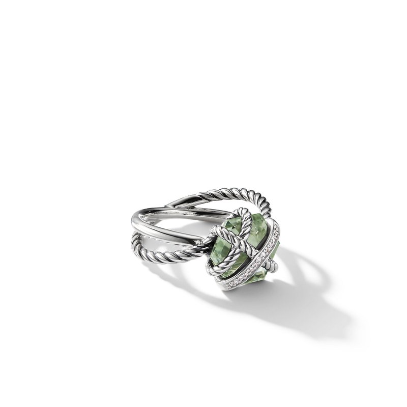 Cable Wrap Ring with Prasiolite and Diamonds 883932718720 Mednikow