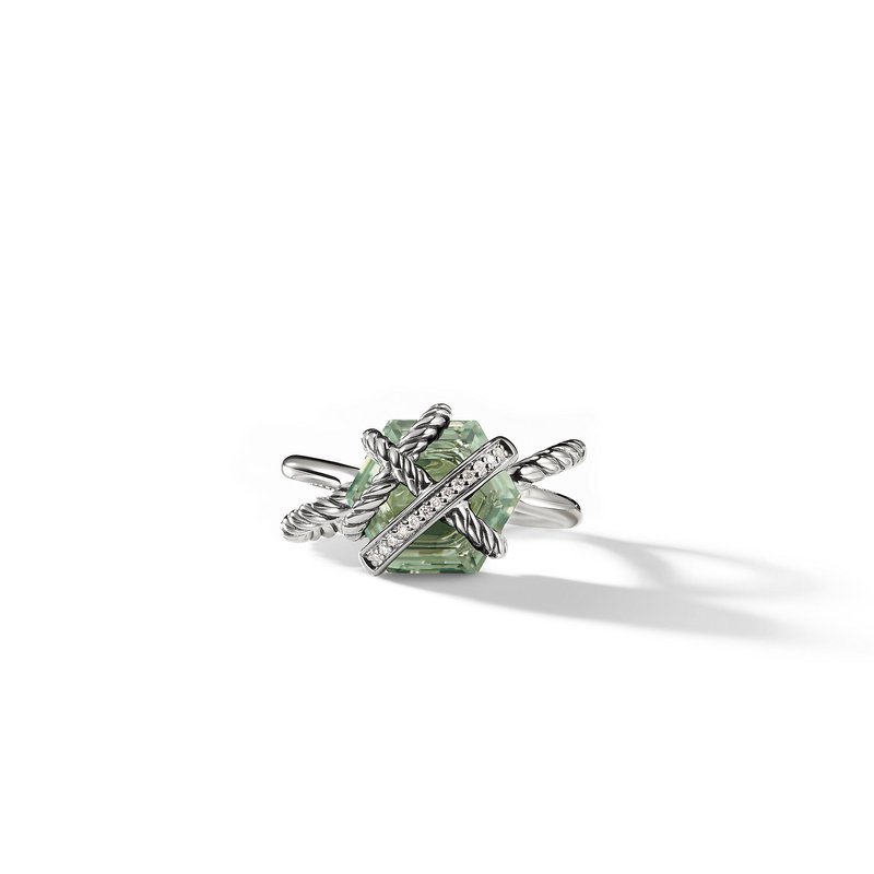Cable Wrap Ring with Prasiolite and Diamonds 883932718720 Mednikow